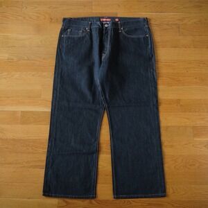 Ed Hardy Embroidered Skull Graphic Straight Leg Jeans Dark Indigo Denim Size 42